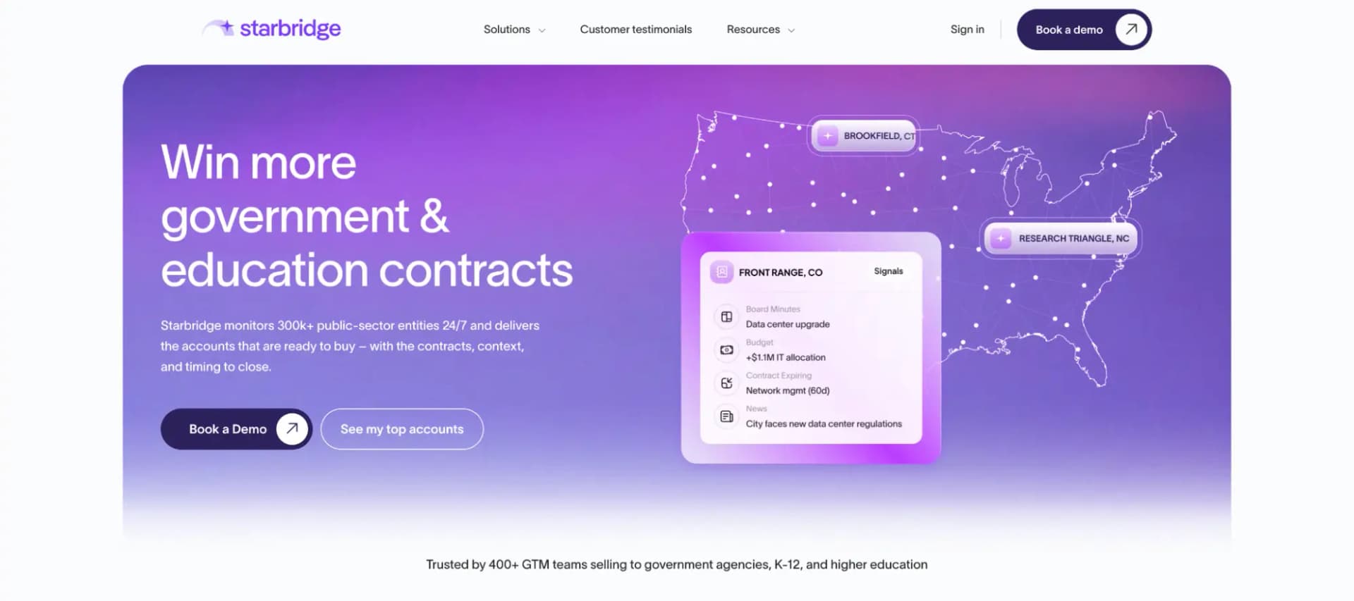 Starbridge sales intelligence platform for government and education